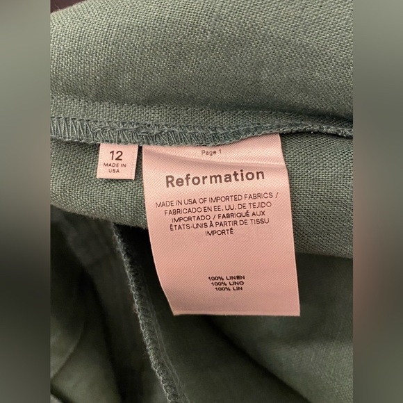 Reformation Green Vesta Pleated Linen Pants - Picture 6 of 7